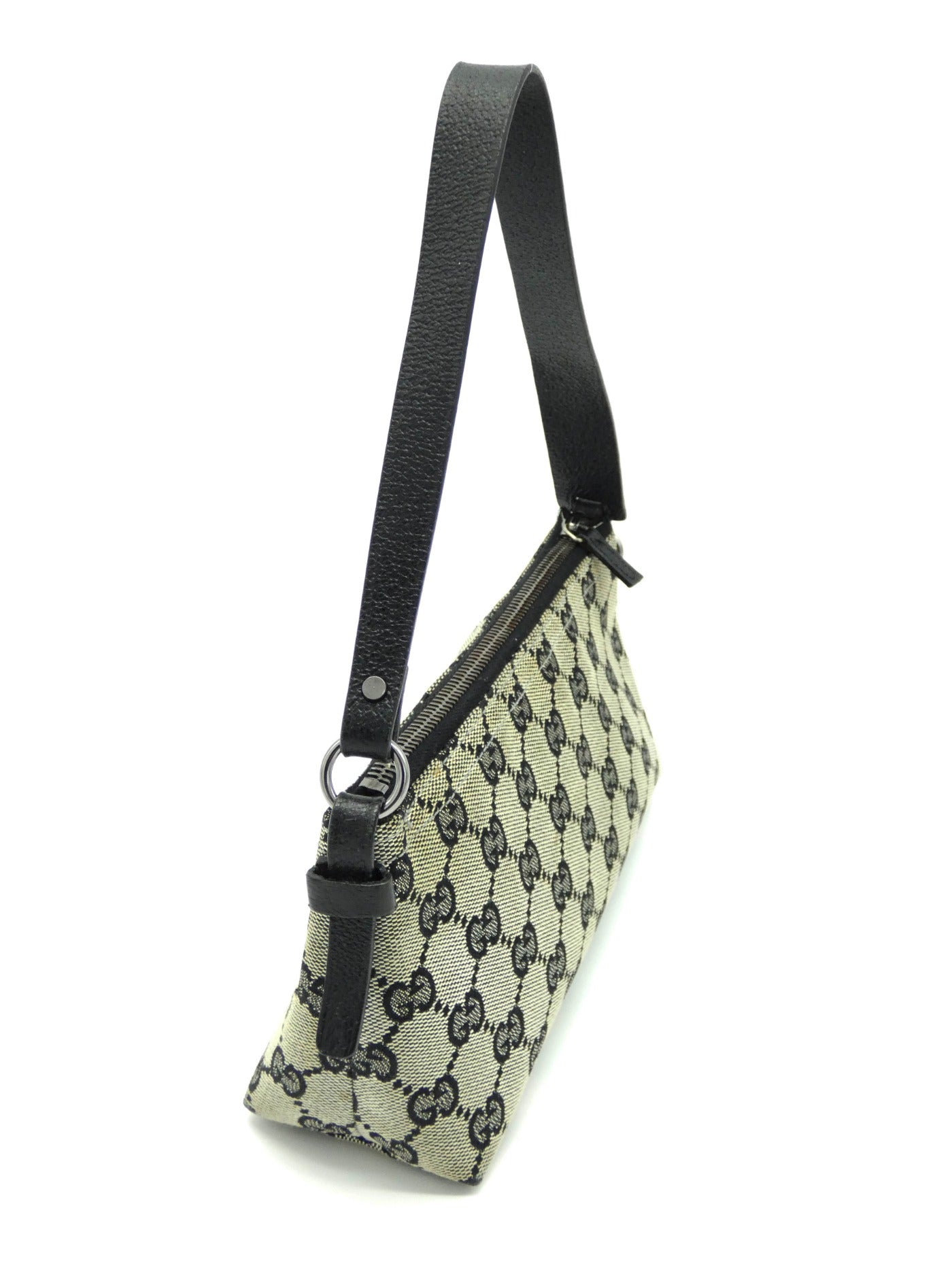 Gucci Taupe and Black Canvas Guccissimo GG Pochette Bag Gucci