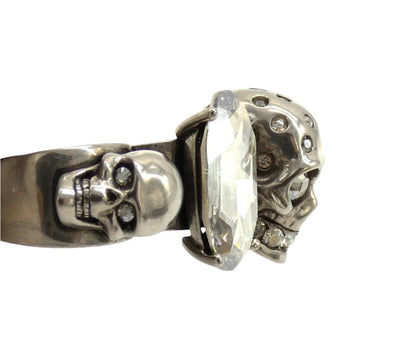 Alexander McQueen Skull Knuckle Ring in Silver and Crystal Ring Alexander McQueen