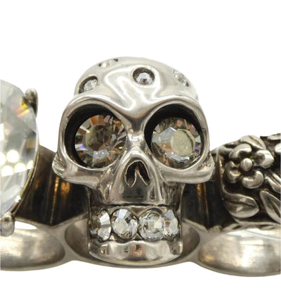 Alexander McQueen Skull Knuckle Ring in Silver and Crystal Ring Alexander McQueen