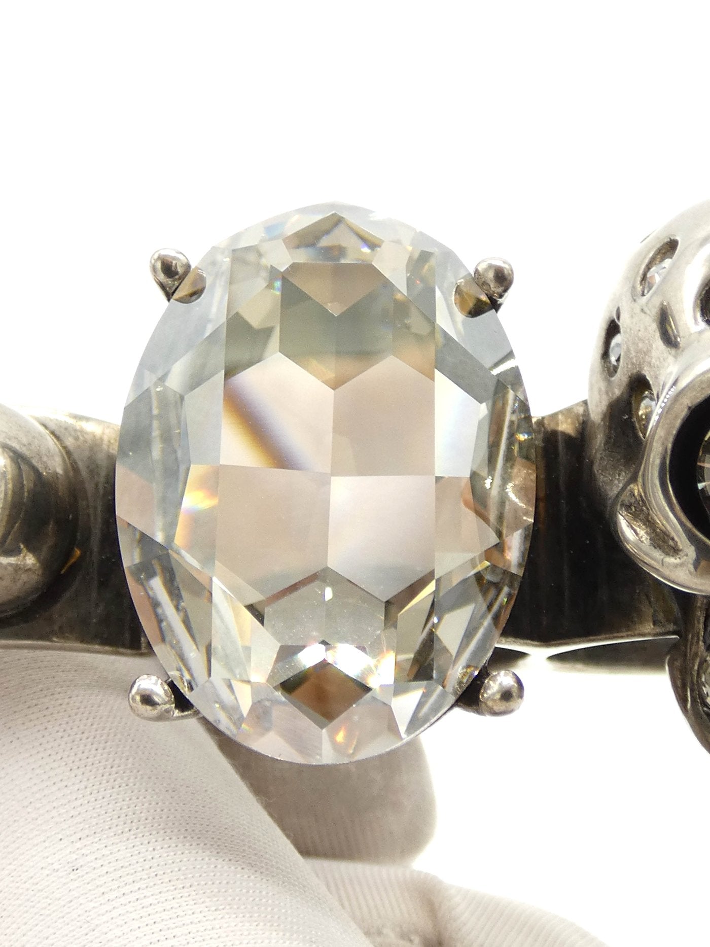Alexander McQueen Skull Knuckle Ring in Silver and Crystal Ring Alexander McQueen