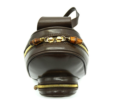 Gucci Vintage Dark Brown Leather Mini Sling Backpack Bag, Backpack Gucci