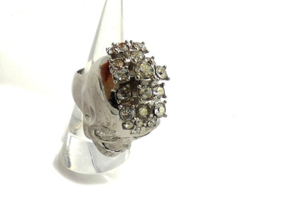 Alexander McQueen Silver Skull Crystal Mohawk Ring Ring Alexander McQueen