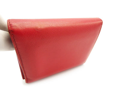 Prada Red Saffiano Flap Compact Wallet Wallet Prada