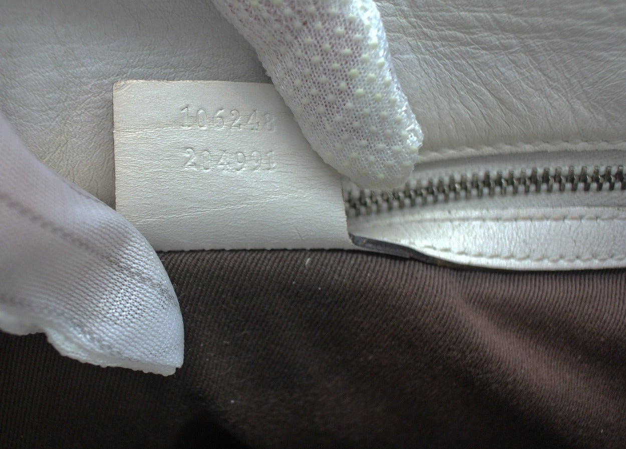 Gucci White Leather GG Canvas Bucket Bag Bag Gucci