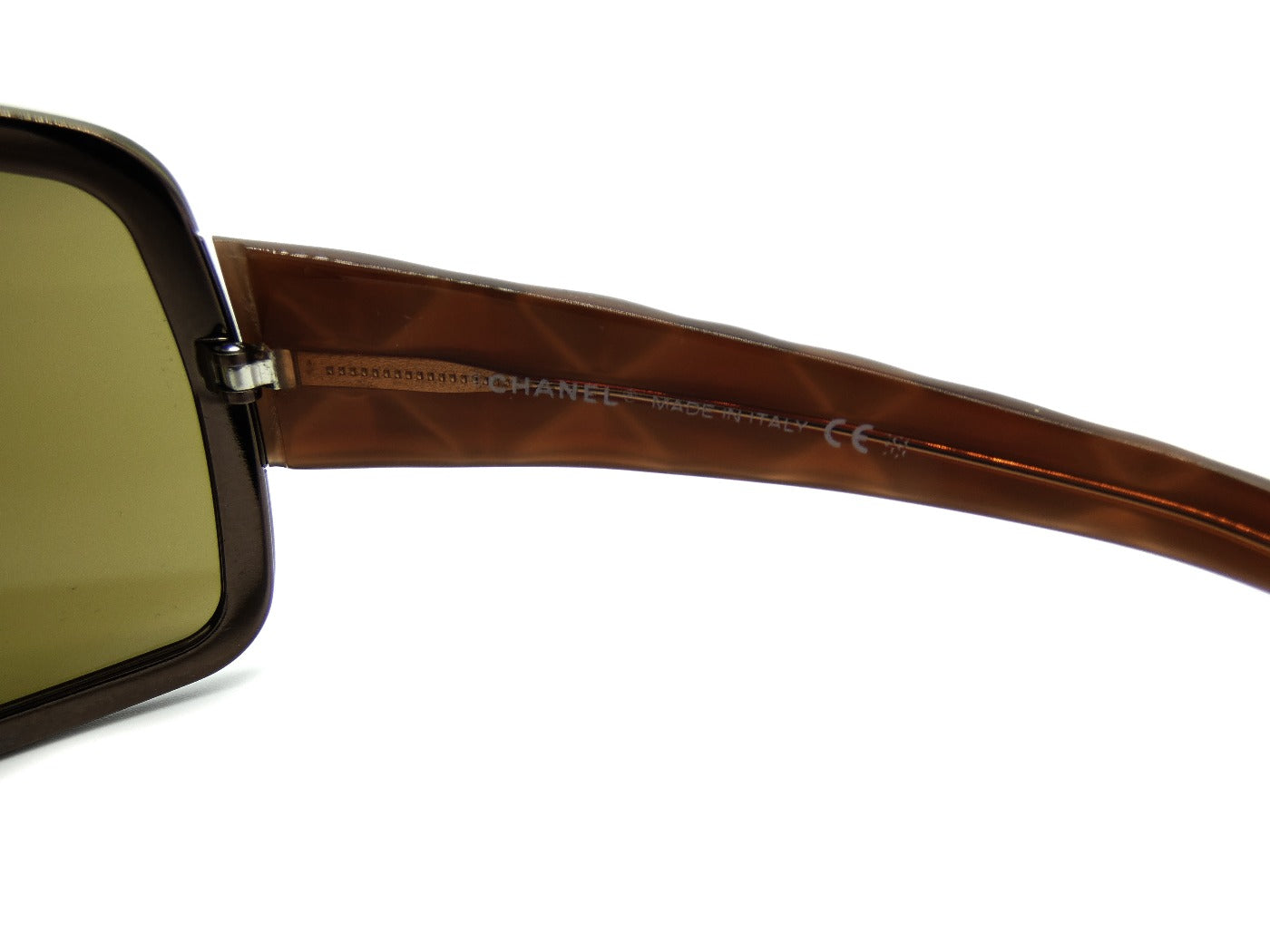 Chanel Vintage Quilted Brown Havana Shell Shield Sunglasses 4026 Sunglasses Chanel
