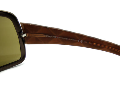Chanel Vintage Quilted Brown Havana Shell Shield Sunglasses 4026 Sunglasses Chanel