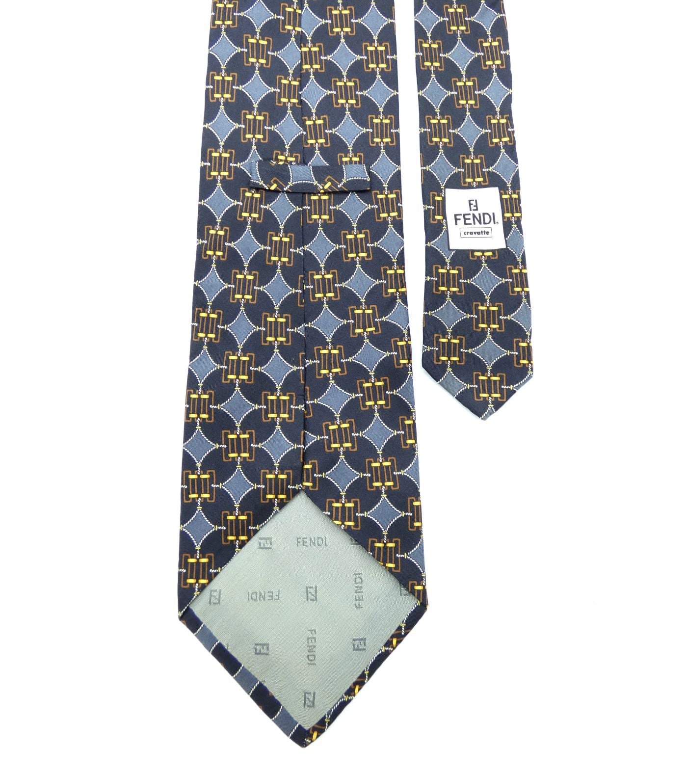 Fendi Vintage Graphic Print Silk Tie Ties Fendi