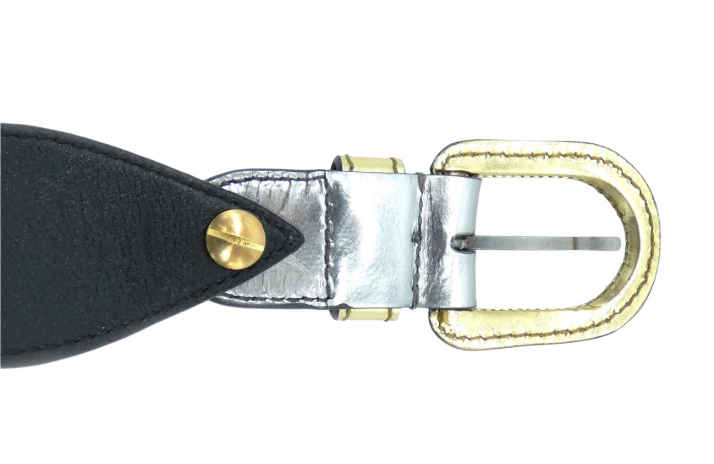 Miu Miu Silver and Gold Teardrop Tile Leather Belt Belt Miu Miu