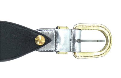 Miu Miu Silver and Gold Teardrop Tile Leather Belt Belt Miu Miu