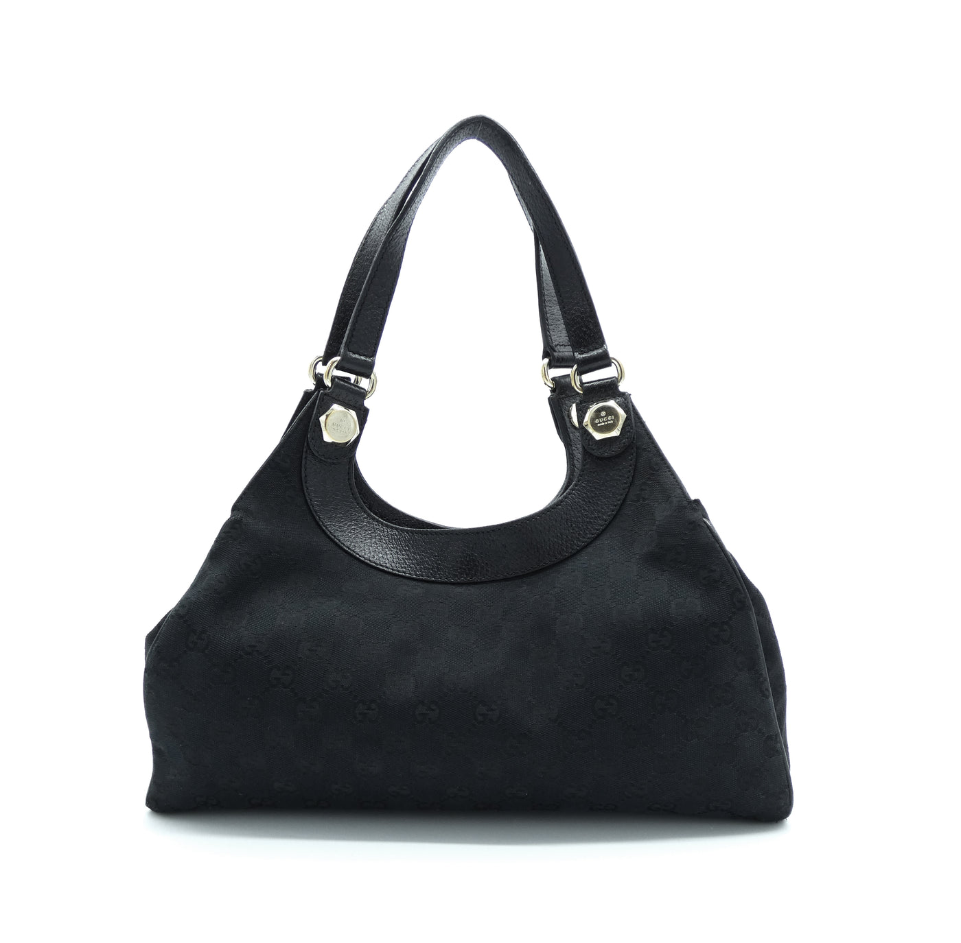 Gucci Vintage Black GG Canvas and Leather Charmy Hobo Bag Gucci