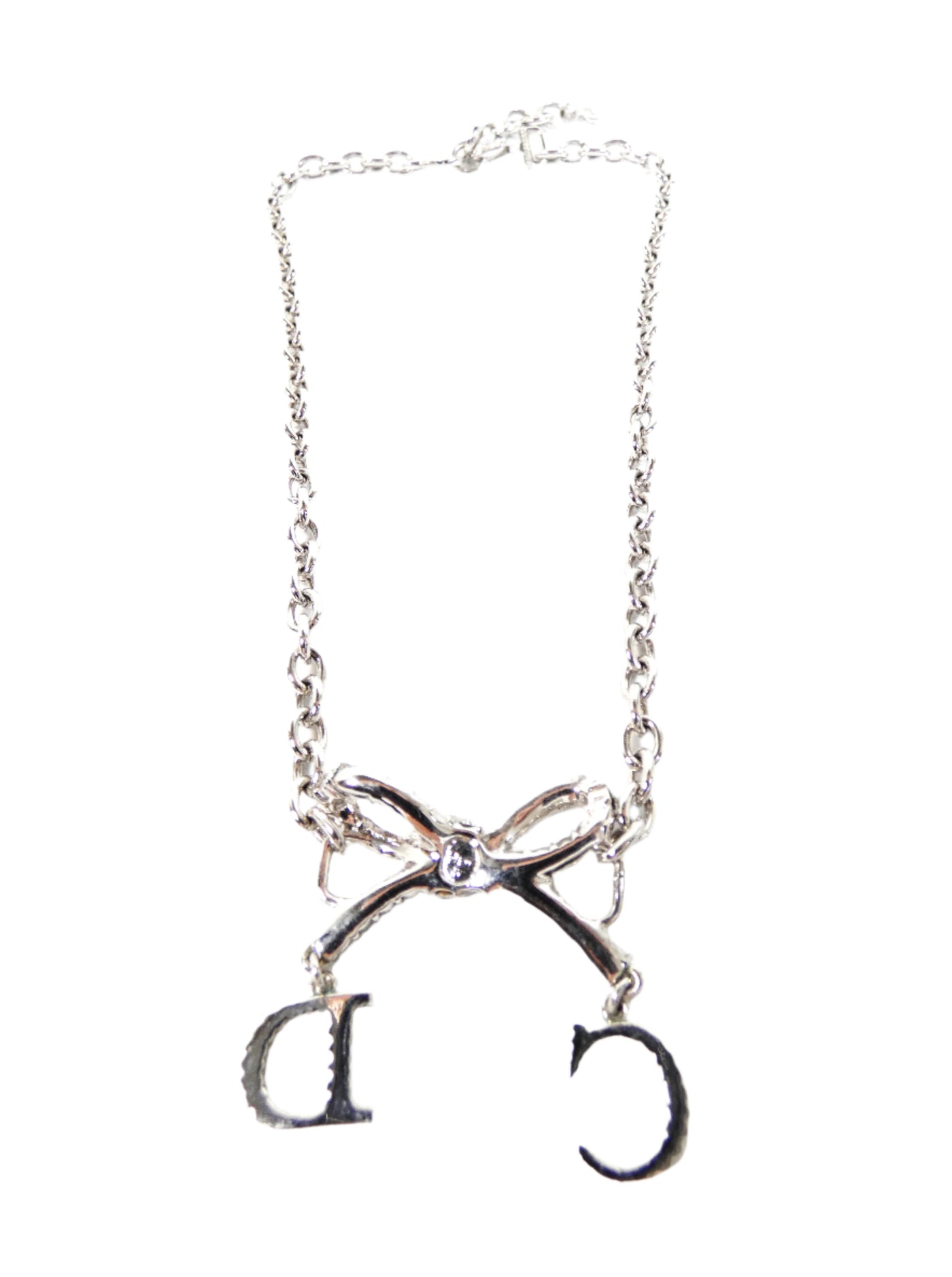 Christian Dior Swarovski Silver Bow Necklace Necklace Christian Dior