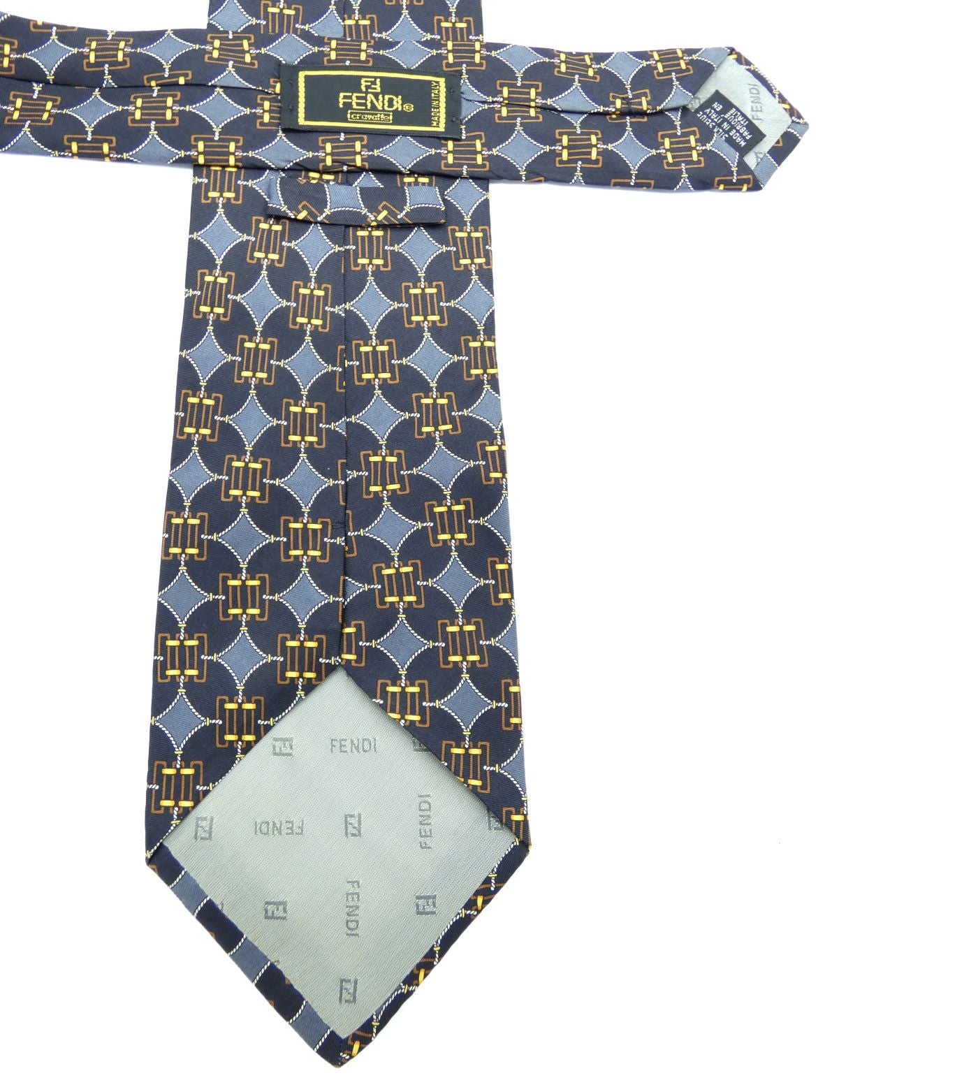 Fendi Vintage Graphic Print Silk Tie Ties Fendi