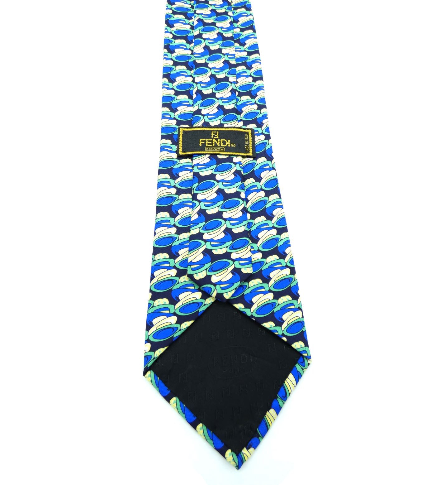 Fendi Vintage Blue Hats Silk Tie Ties Fendi