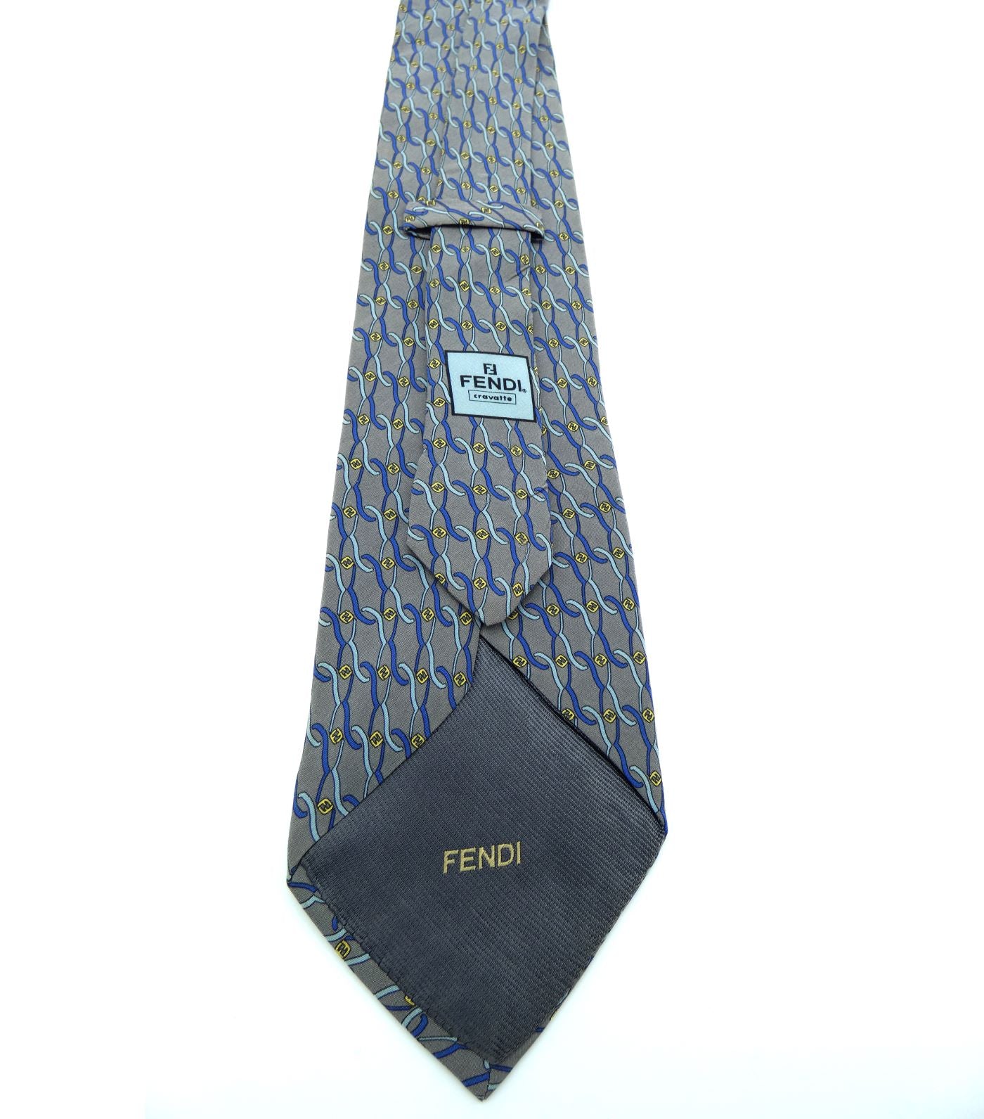 Fendi Vintage Graphic Blue and Grey Print Silk Tie – Occhi Azzurri