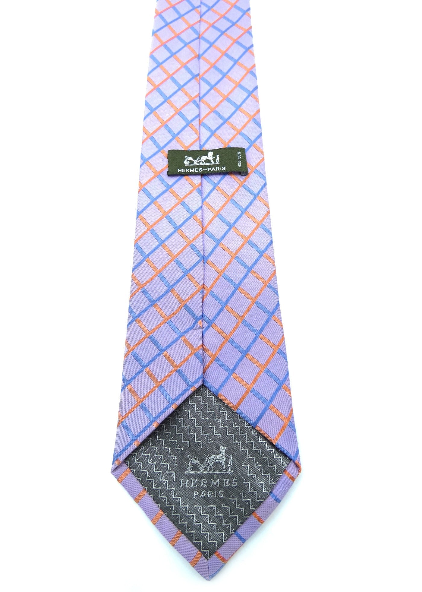 Hermès Blue and Salmon Diamond Graphic Silk Tie Ties Hermès