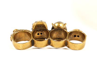 Alexander McQueen Skull Knuckle Ring in Gold and Crystal Ring Alexander McQueen