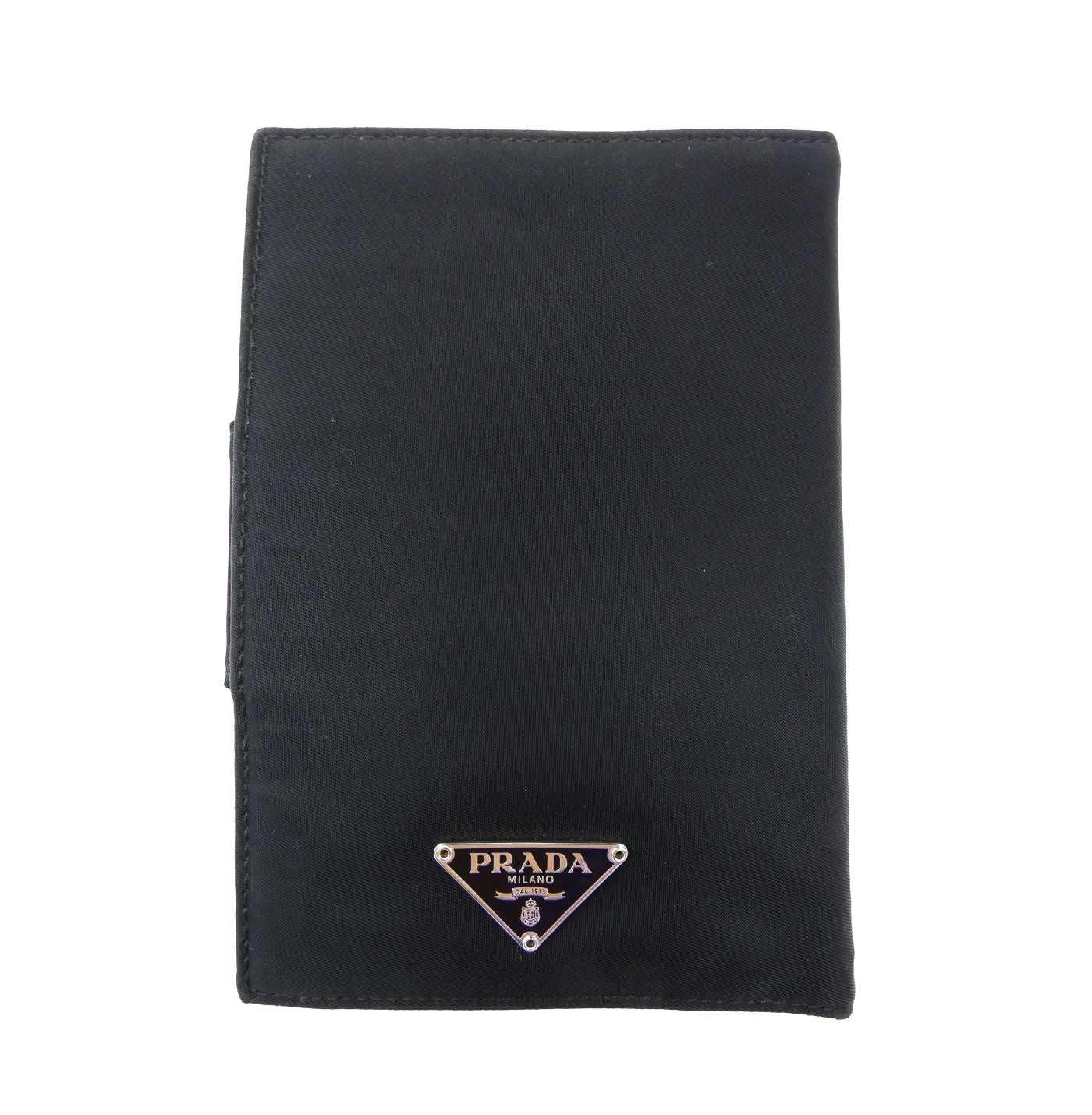 Prada Black Leather and Nylon Agenda Wallet Prada