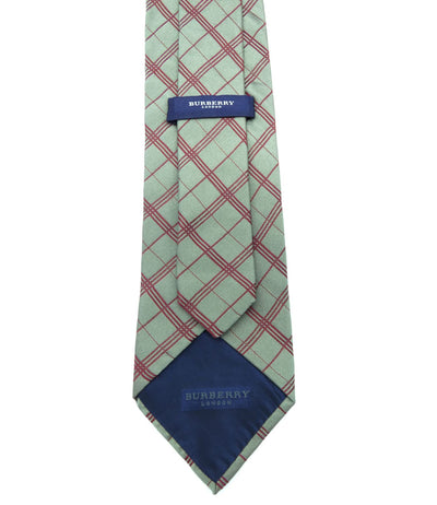Burberry Silver and Bordeaux Nova Check Silk Tie Ties Burberry