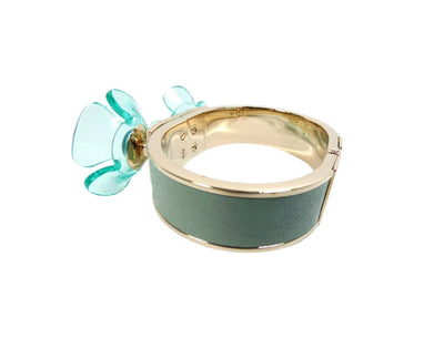 Burberry Prorsum Leather and Lucite Flower Bangle Bracelet Burberry