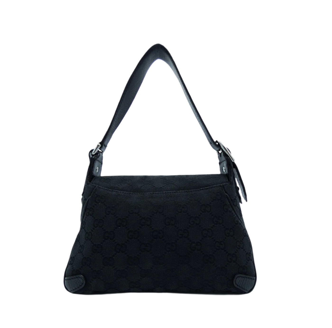 Gucci Black GG Canvas Horsebit Chain Flap Bag Bag Gucci