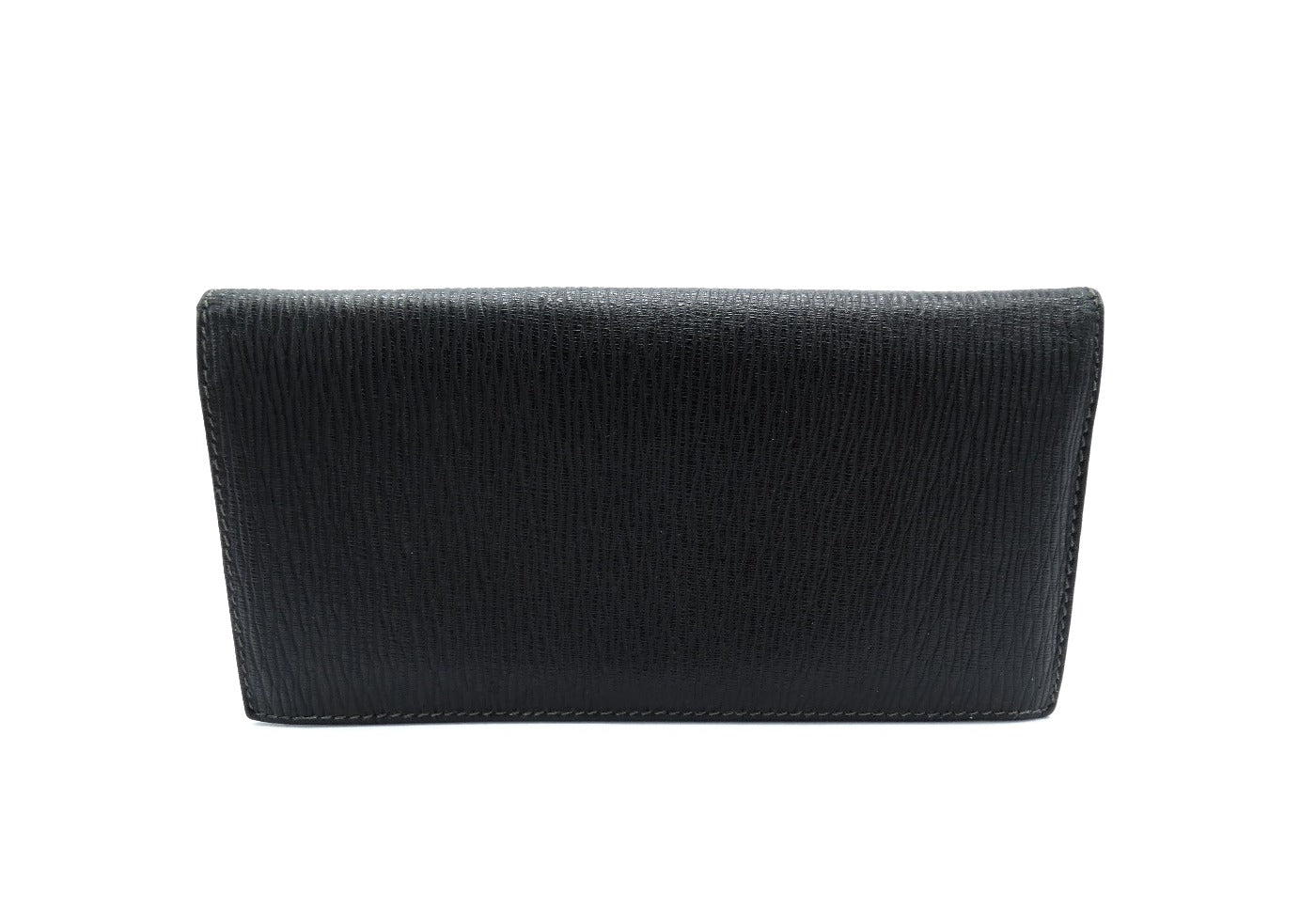 Salvatore Ferragamo Black Grained Continental Long Wallet Wallet Salvatore Ferragamo