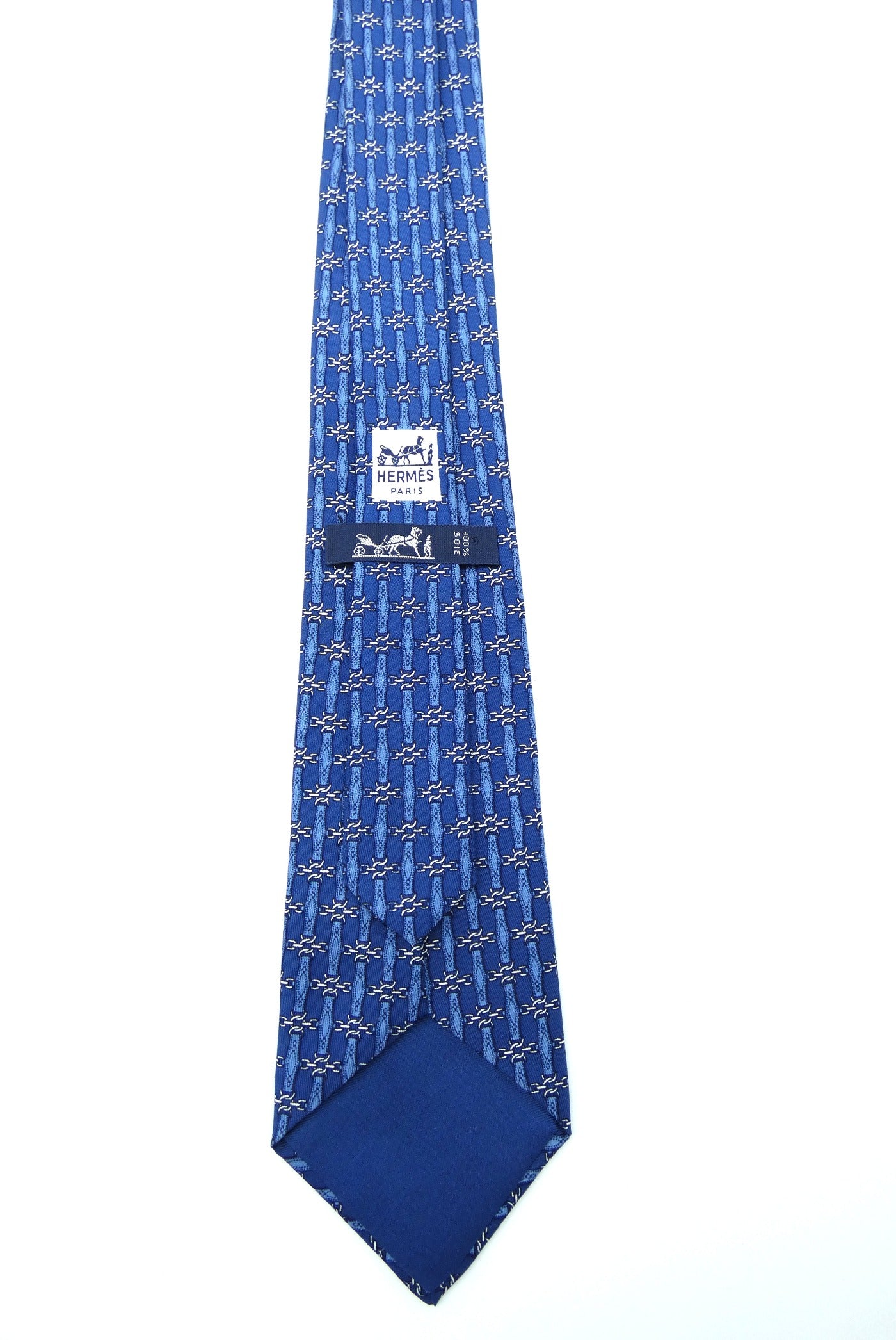 Hermès Blue Chain-link Graphic Silk Tie Ties Hermès