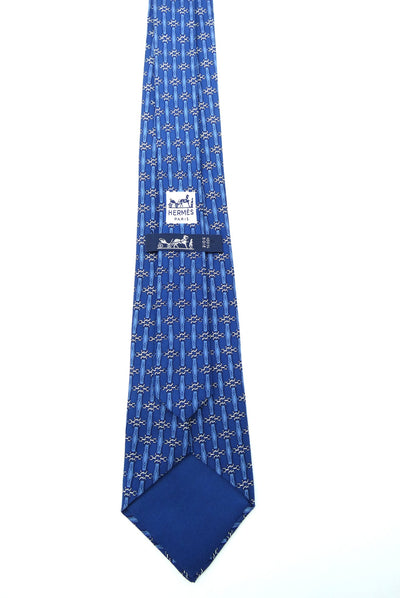 Hermès Blue Chain-link Graphic Silk Tie Ties Hermès