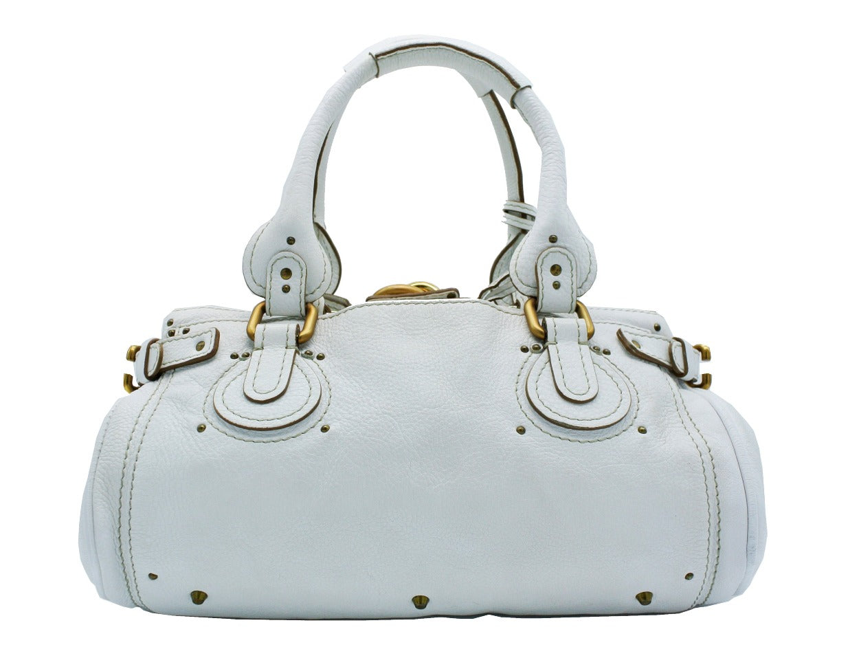 Chloe White Leather Large Paddington Bag Bag Chloe