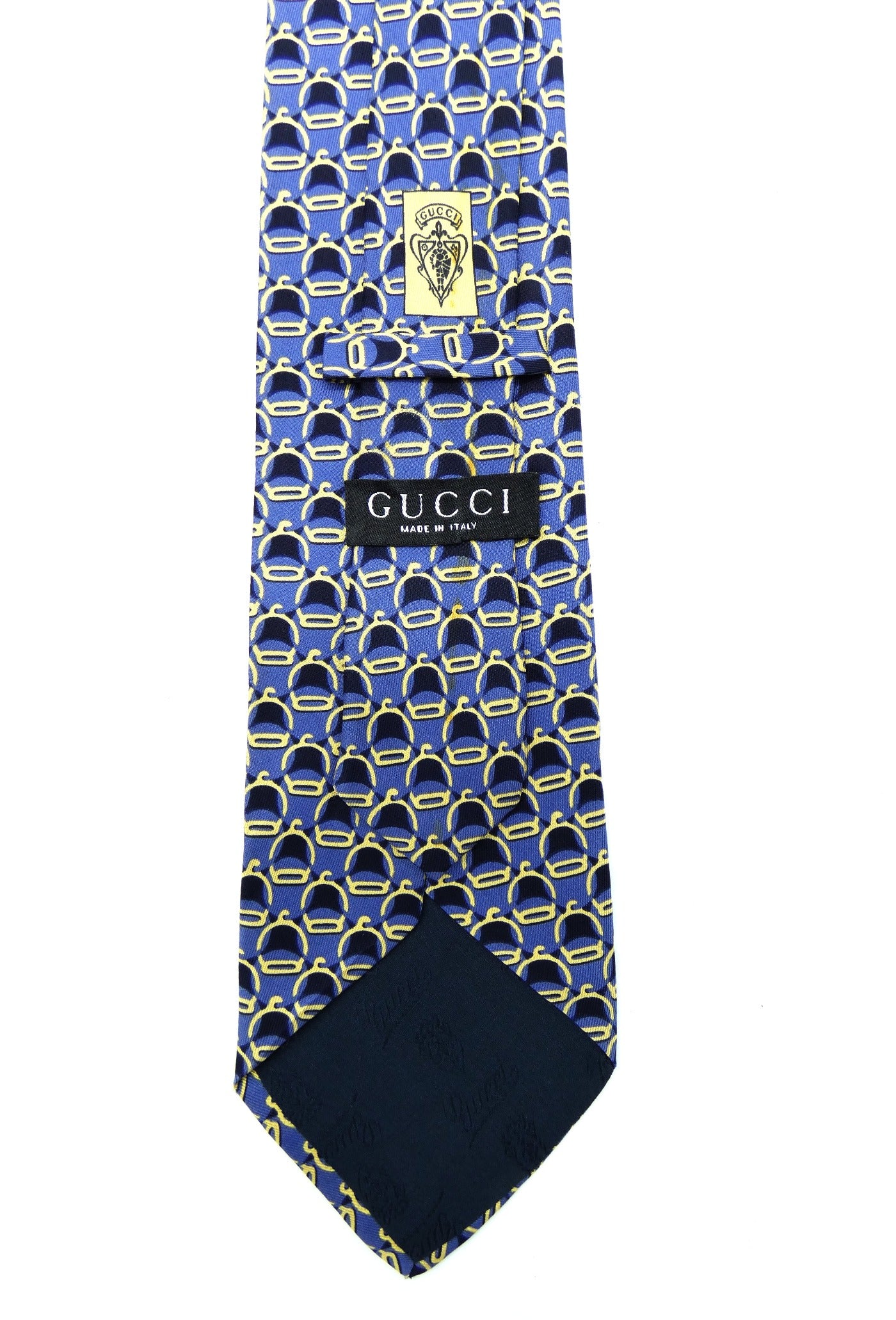 Gucci Vintage Dark and Light Blue Stirrup Silk Tie Ties Gucci