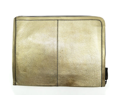 Burberry Gold Metallic Portfolio/Brief Clutch Bag Burberry