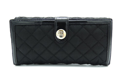 Burberry Black Patent Leather and Nylon Quilted Long Wallet Wallet Burberry