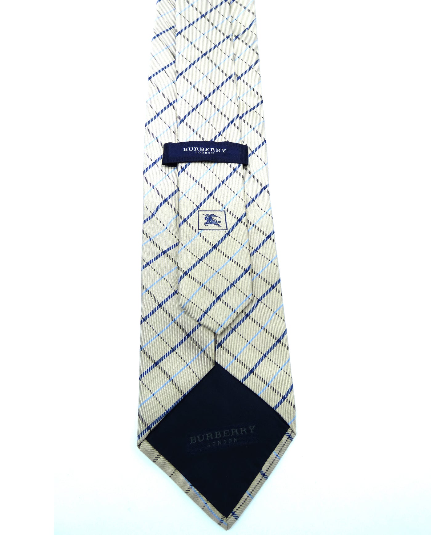 Burberry Grey and Blue Plaid Silk Tie Ties Burberry