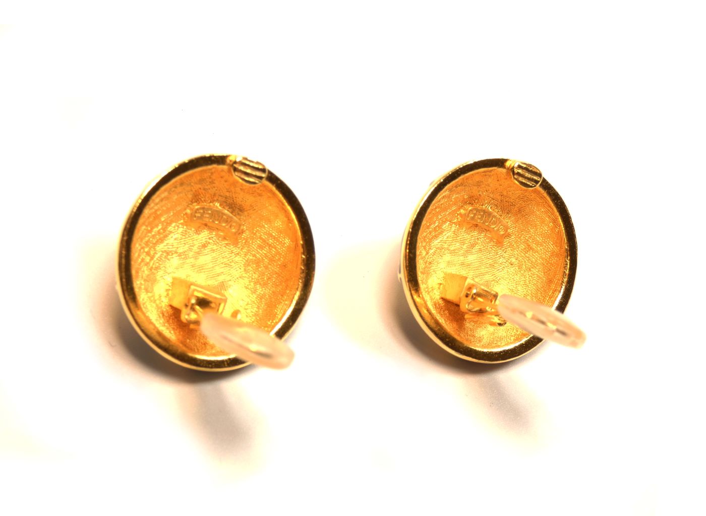 Fendi Vintage Red Stone and Black Enamel Clip Earrings Earrings Fendi