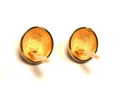 Fendi Vintage Red Stone and Black Enamel Clip Earrings Earrings Fendi