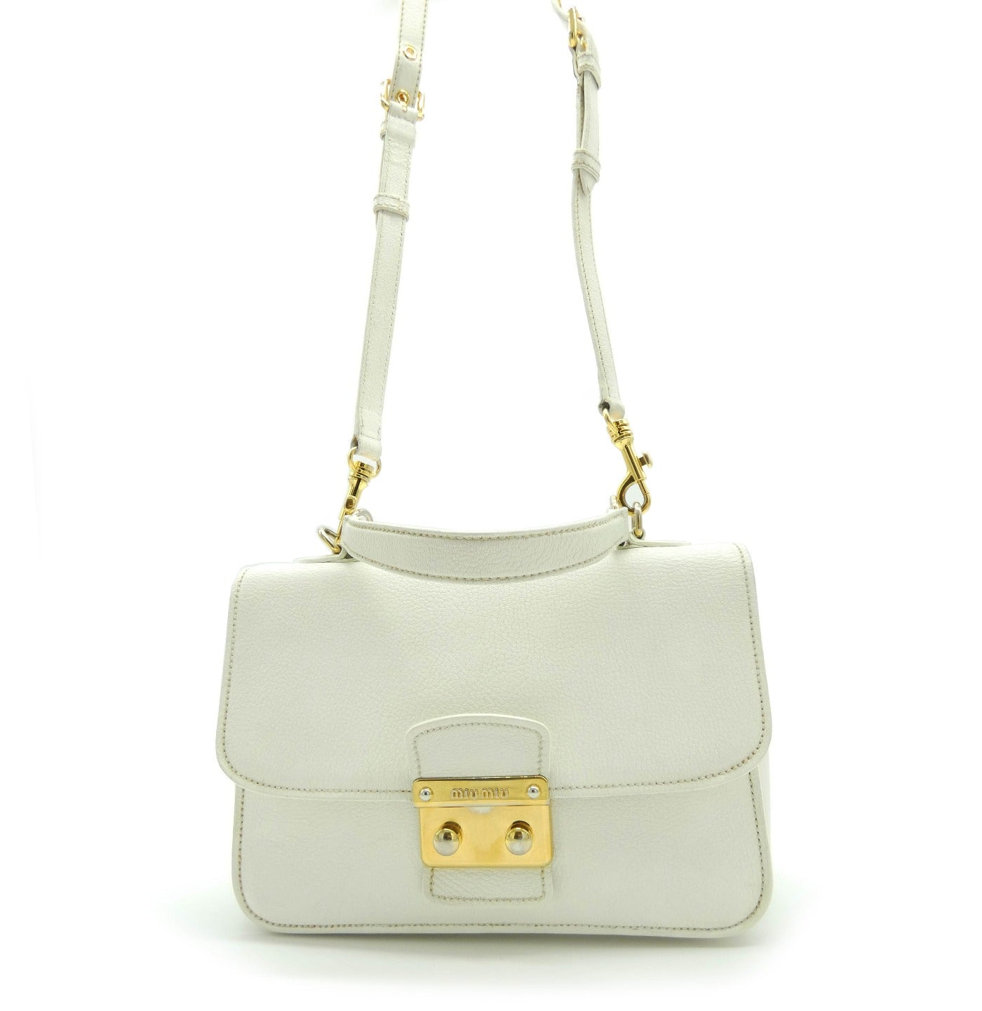Miu Miu White Leather Madras 2way Bag Bag Miu Miu