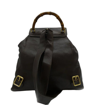 Gucci Vintage Dark Brown Leather Backpack Bag, Backpack Gucci
