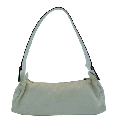 Gucci White GG Canvas and Leather Slimline Shoulder Bag Bag Gucci