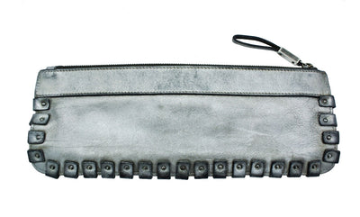 Burberry Silver Leather Wristlette Bag Burberry