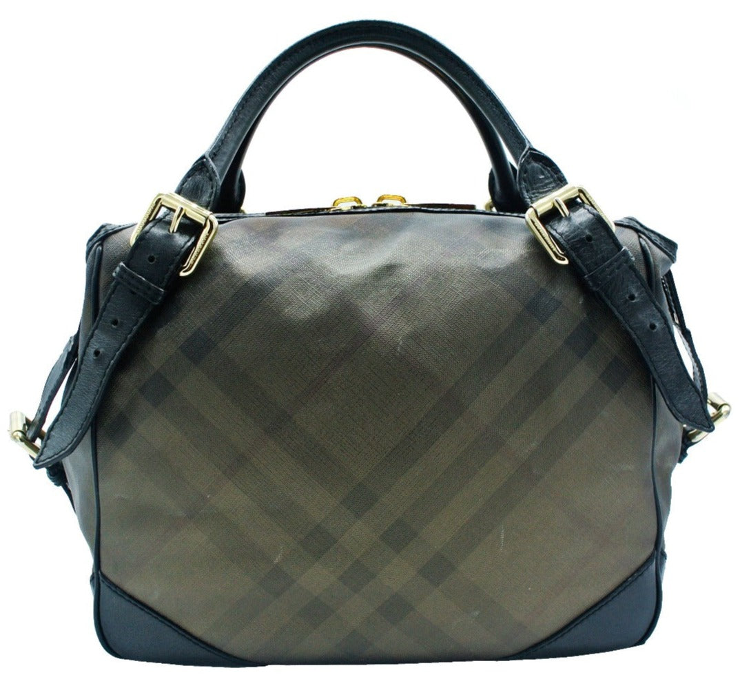Burberry Large Metallic Smoked Nova Check Satchel Bag Burberry
