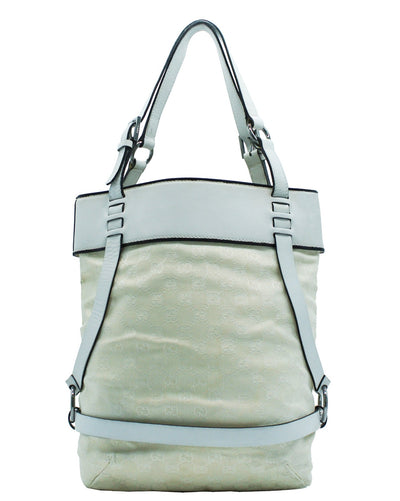 Gucci White Leather GG Canvas Bucket Bag Bag Gucci
