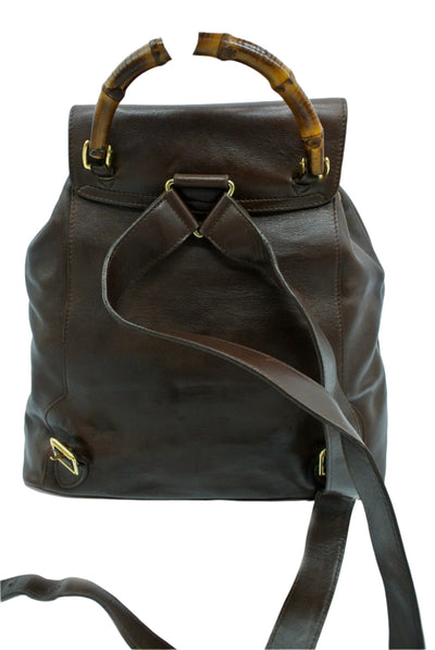 Gucci Vintage Dark Brown Leather Backpack Bag, Backpack Gucci