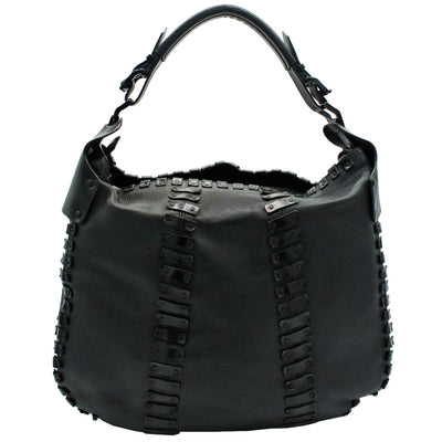 Burberry Large Black Leather Embellished Hobo Bag Bag Burberry