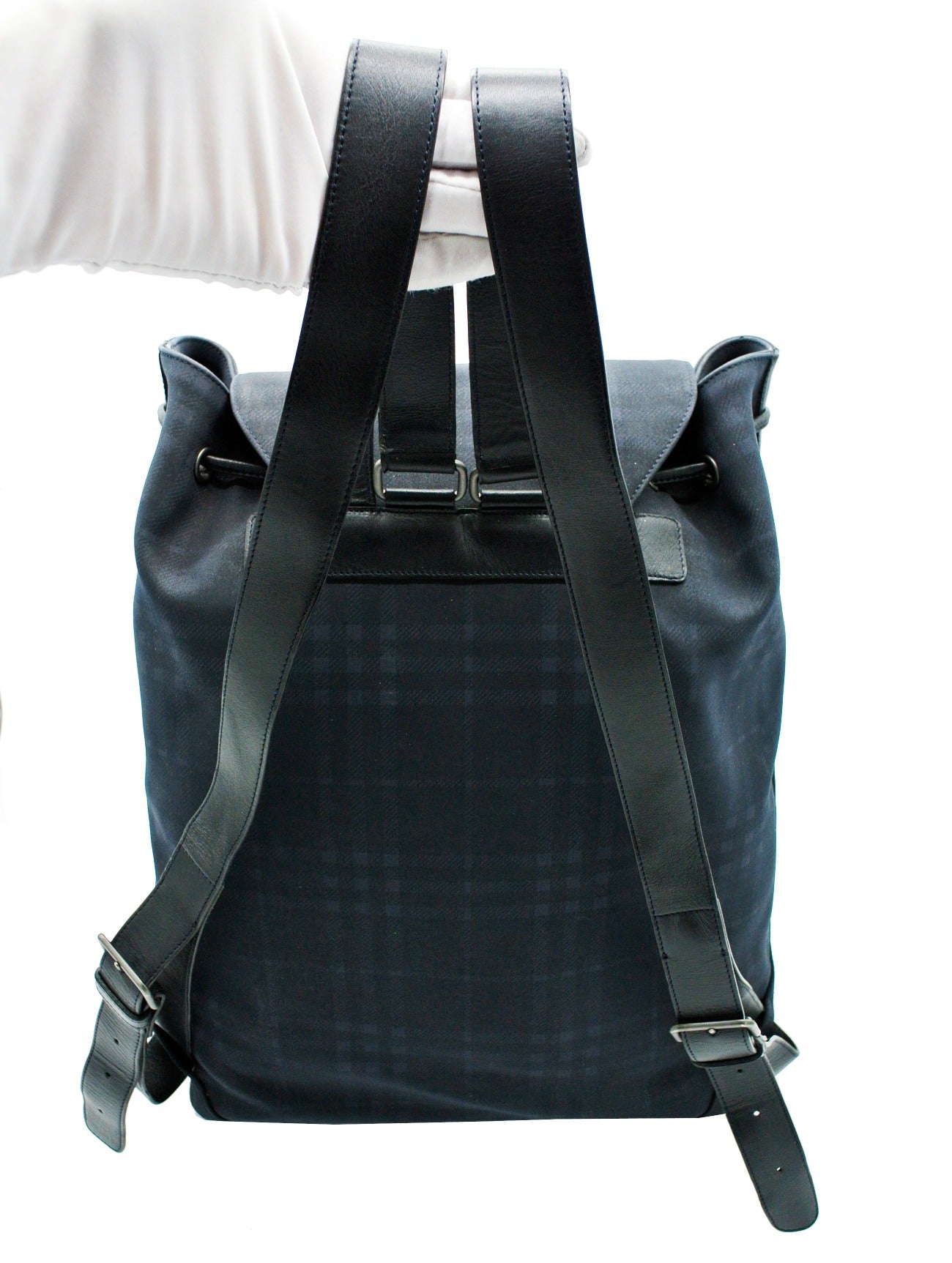 Burberry Vintage Black and Blue House Check Backpack Bag, Backpack Burberry