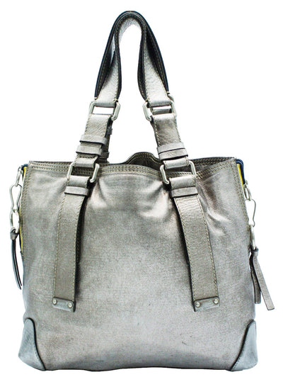 Chloe Silver Leather Logo Tote Bag Chloe