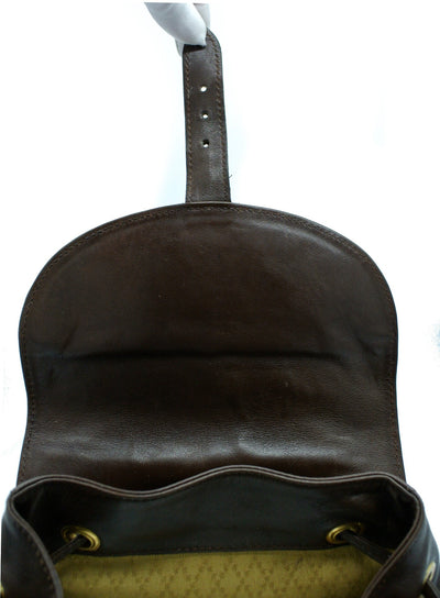 Gucci Vintage Dark Brown Leather Backpack Bag, Backpack Gucci