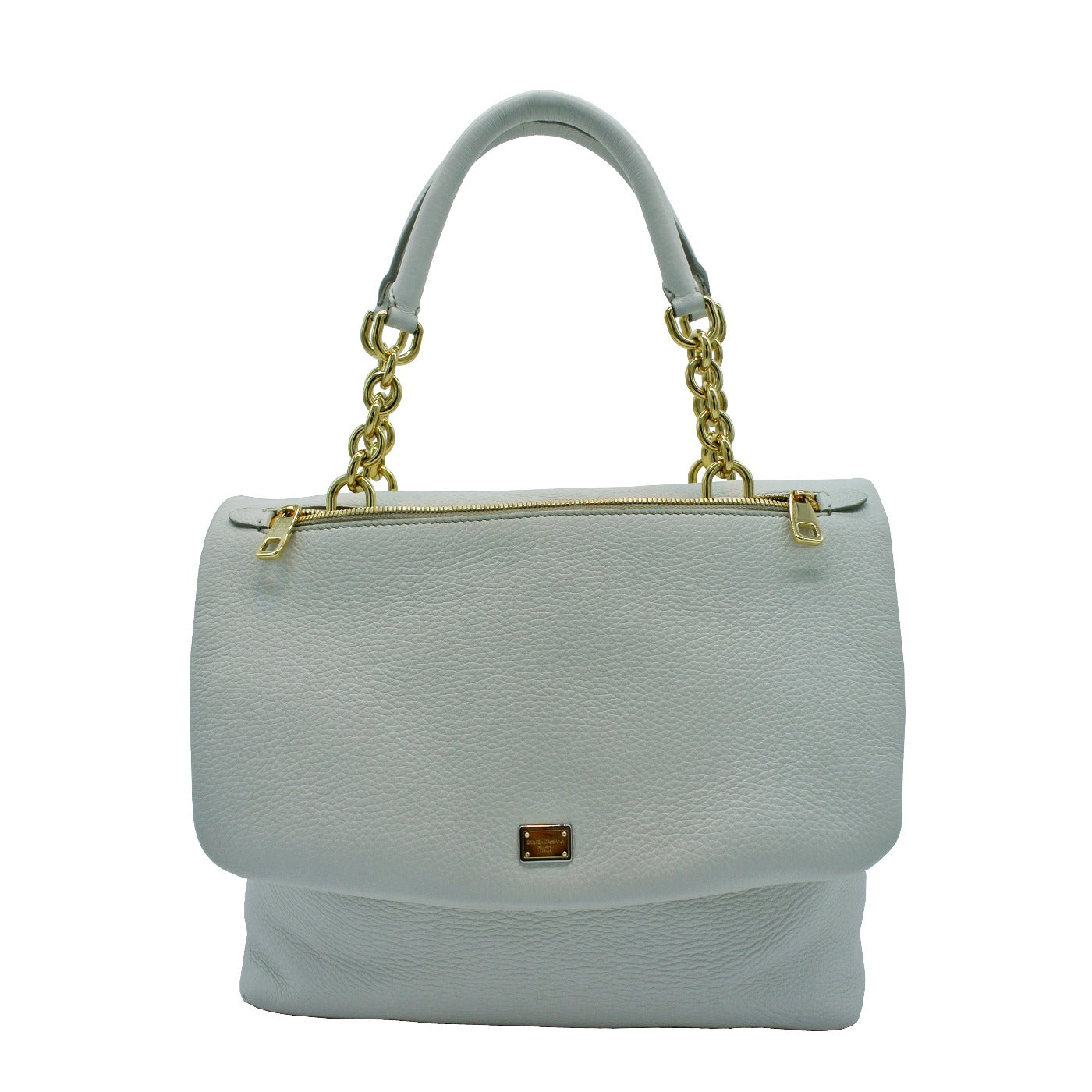 Dolce & Gabbana Convertible Ivory Leather Flap Bag Bag Dolce & Gabbana