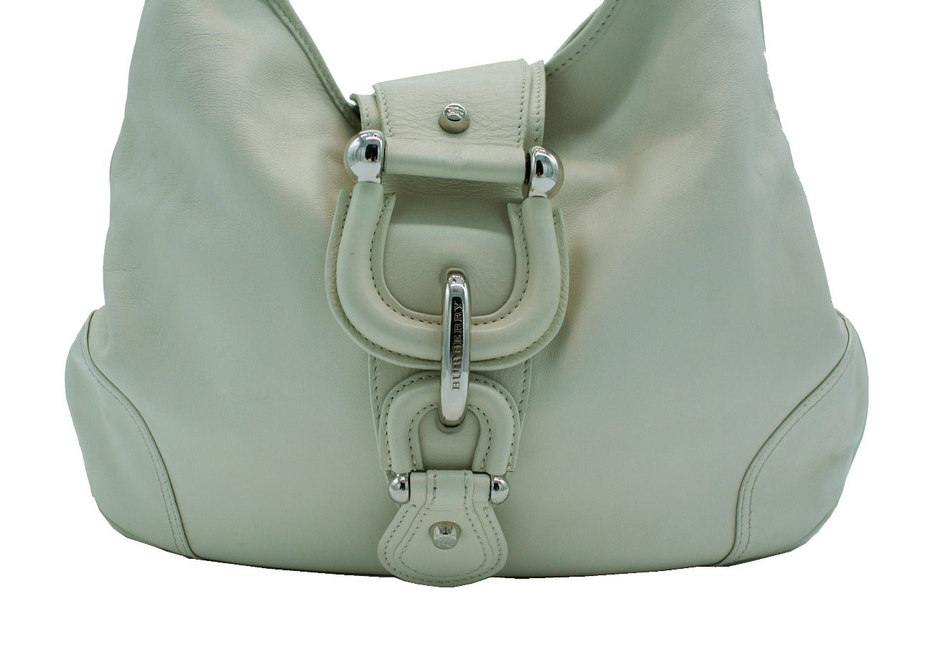 Burberry Prorsum White Leather Hillgate Hobo Bag Burberry