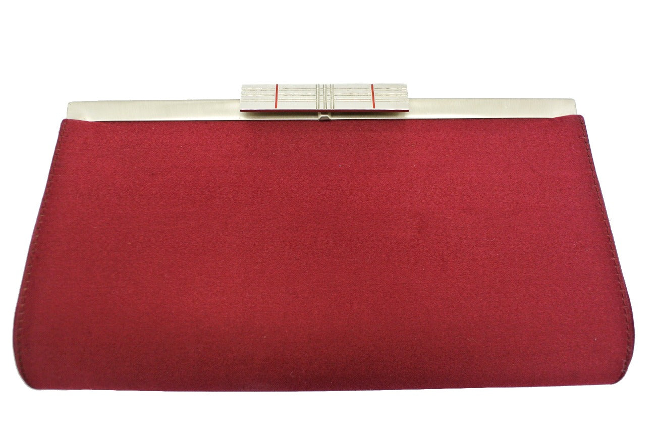 Burberry Vintage Red Satin and Silver Clutch Bag Burberry
