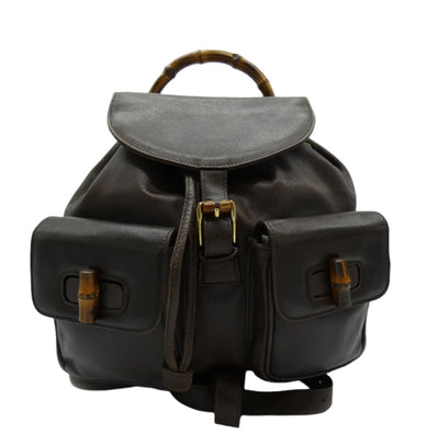 Gucci Vintage Dark Brown Leather Backpack Bag, Backpack Gucci