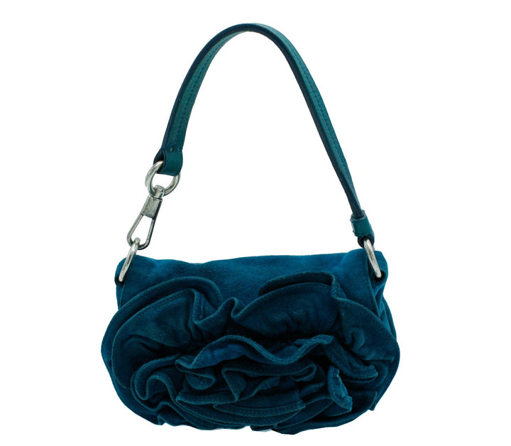 YSL Rive Gauche Teal Suede Nadja Mini Bag – Occhi Azzurri 
